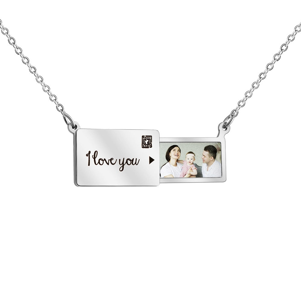 Custom Photo Necklace Love Lettering Valentine's Day Gift Diy Envelope