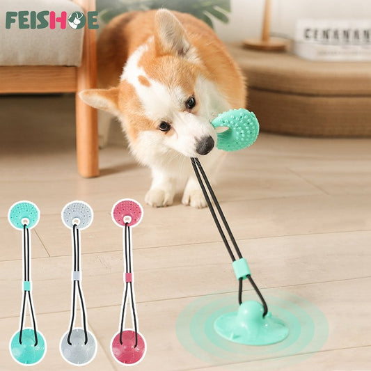 Dog Toys Suction Cup Tug Interactive Bite Resist Tooth Cleaning