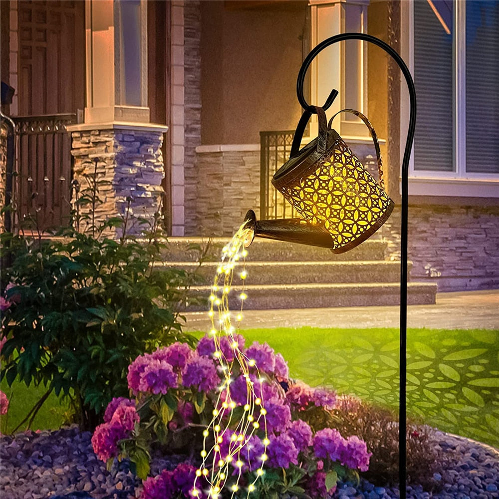 Solar Watering Can Light Hanging Waterfall Lamp Waterproof