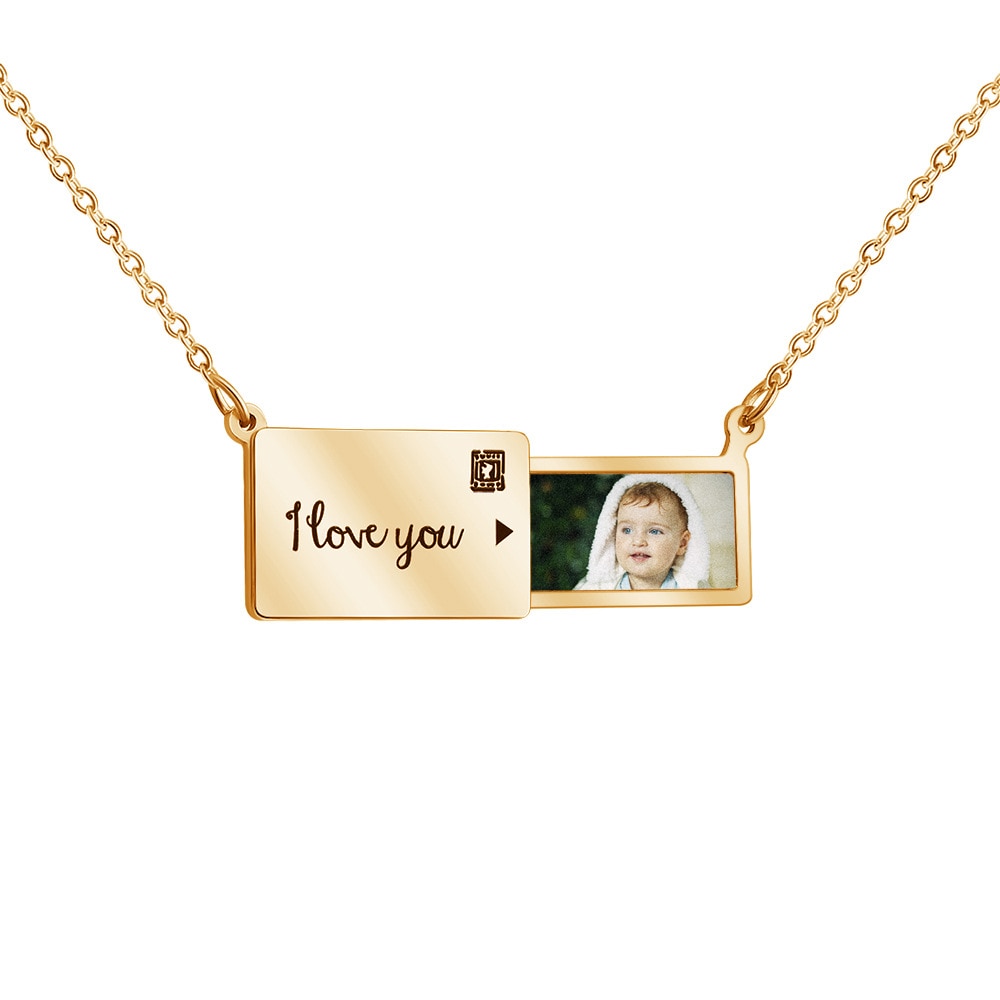 Custom Photo Necklace Love Lettering Valentine's Day Gift Diy Envelope